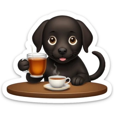 Cup of Tea cake black Labrador  sticker