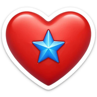 A red heart with a blue star inside sticker