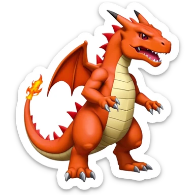 Cool edgy Guilmon-Agumon-Charizard-Digimon, full body sticker