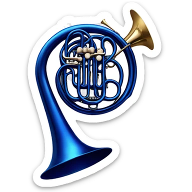 Blue circle french horn sticker