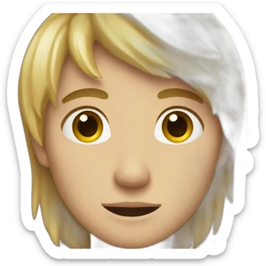 boy with dirty blonde hair is sad but also has a hint of desire and wanting to be kind sticker