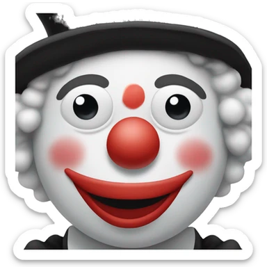 Clown - Black and White with a tiny black hat and a Black Point in his nose  sticker