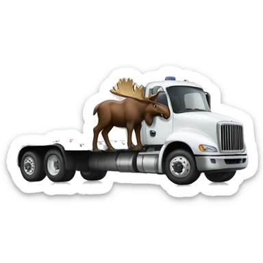 Funny moose driving an 18 wheeler sticker