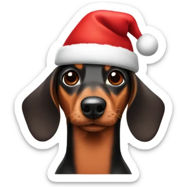 Sausage dog wearing a Christmas hat sticker