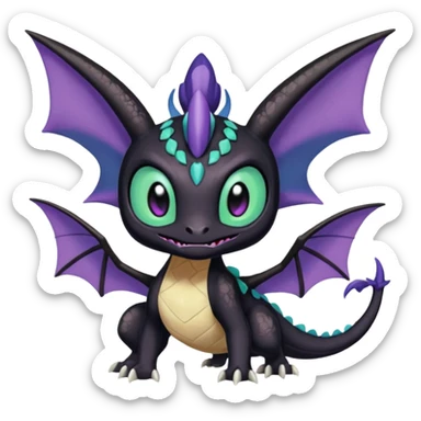 Meloetta-Noibat-Spyro-Toothless-Stitch-Pokémon-Fakémon-creature-hybrid sticker