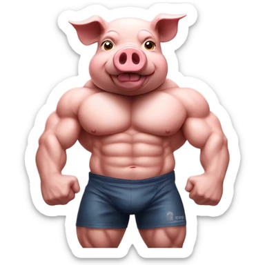 Bodybuilding pig sticker