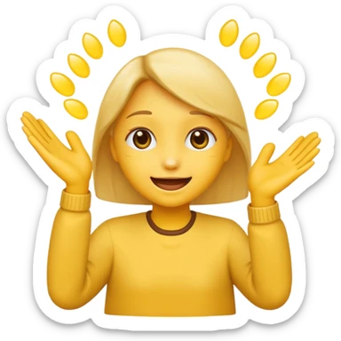 Face with person giving themselves a high five. use the standard yellow emoji with hands should be touching with visual showing a clap sticker