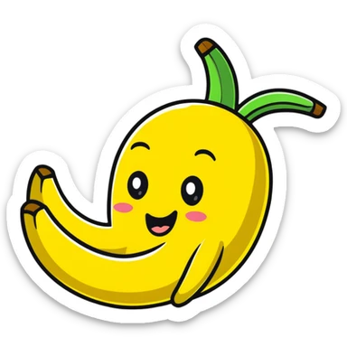 silly banana character slipping on its own peel sticker