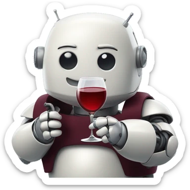 chubby happy french robot drinking red wine sticker