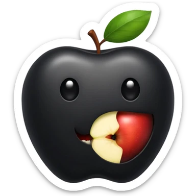emoji of a black apple with a bite on the right sticker