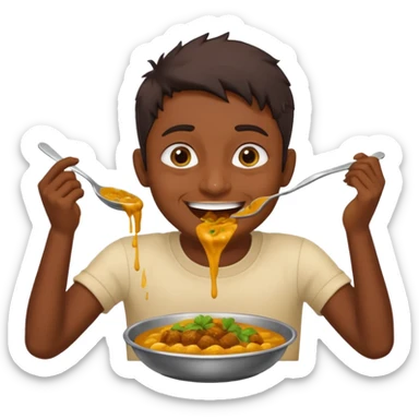 fat indian person chugging curry sticker