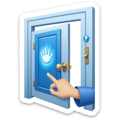 A closed door with a hand knocking on it. Because success isn’t about waiting—it’s about knocking until someone answers.blue power magic on knocking sticker