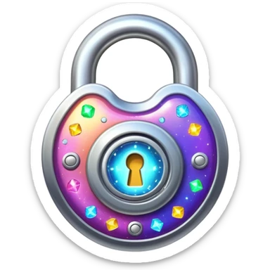 A magical lock with colorful sparkles and mystical glow around it sticker