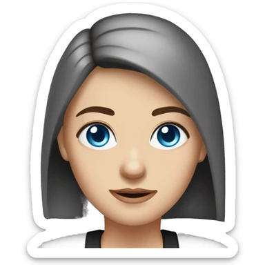 Slavic woman with blue eyes, eyes look up, fair skin, straight gradient medium length hair, eyes makeup, dressed in white T-shirt and office black jacket, one side of hair is tucked behind the ear. sticker