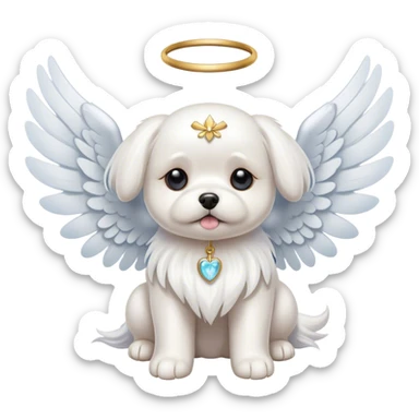 maltese dog with angel wings sticker