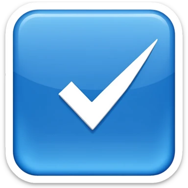 Make a symbol with a tilted blue colored square with a tick mark inside it in the middle. Make the edge of the square sharp. sticker