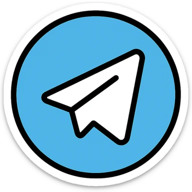 Telegram logo, modern icon style, clean lines, simple color palette, minimalistic design sticker