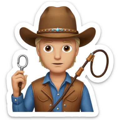 Give this emoji 🤠 a whip make it a white guy with a whip  sticker