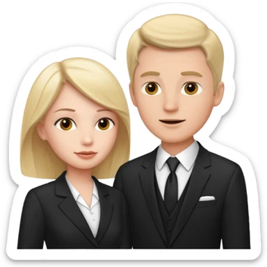 white man in formal suit talking to white woman in formal suit sticker