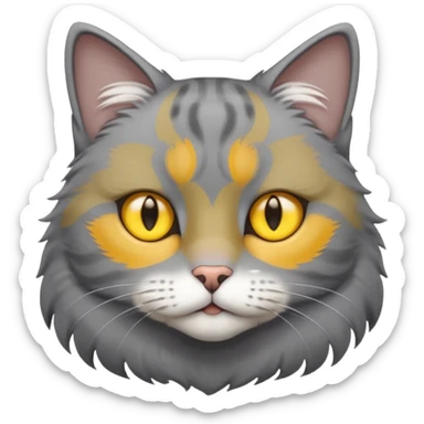 A gray cat with yellow eyes named max he is very cute and has a white spot on his neck he is a boy sticker