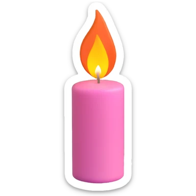 Draw a pink candle with a flame on it at an angle of 5 degrees from the horizontal. sticker