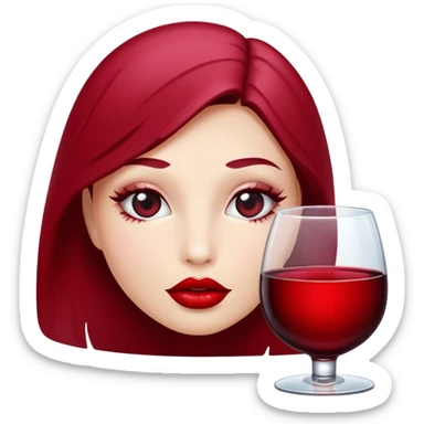 Red wine lip mark emoji png sticker