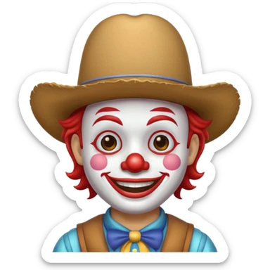 a clown emoji that is wearing a cowboy hat  sticker