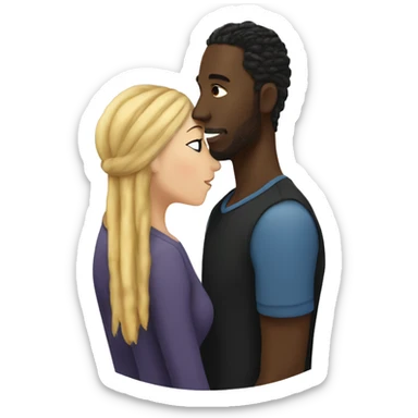 White woman with blonde and dark brown hair kissing a black man with dreadlocks  sticker
