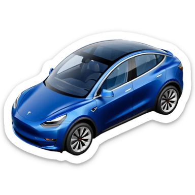 A Tesla Model Y parallel parking at a curb, from above sticker