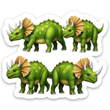 faces of different green triceratops sticker