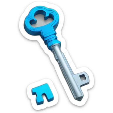 cyber silver metal key with blue rim light sticker