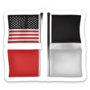 One strip black and one strip red rectangular flag sticker