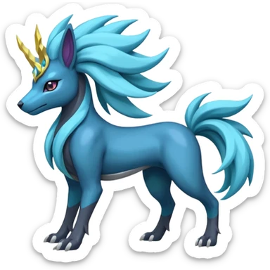 Shiny Dark Edgy Suicune-Cobalion-Manectric-Aurorus-Fakémon-hybrid-creature (full body)  sticker