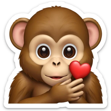 A monkey who gives kiss heart shape  sticker