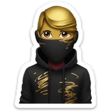Person wearing black clothes with gold scribble graffiti graffiti style doodle scribble gold and maroon sticker