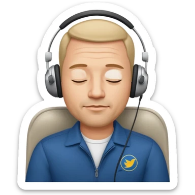 A handsome 45 year old man sleeping blissfully on an international flight. sticker