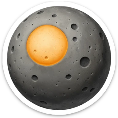 planet Mercury as a round, rocky gray ball with a slightly uneven stony surface, soft transitions between light and dark gray, emoji style, subtle craters sticker