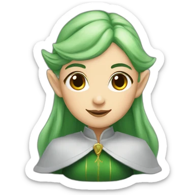 An elf cleric girl with green hair sticker
