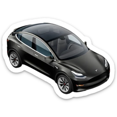 A Tesla Model Y parallel parking in front of a store, from above sticker