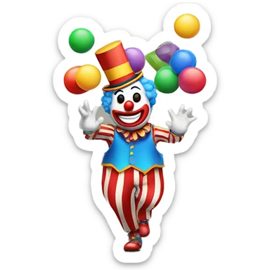 A clown juggling circus tents sticker