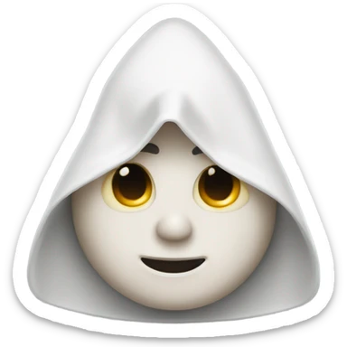 A man wearing a triangular white hood with only eye holes sticker