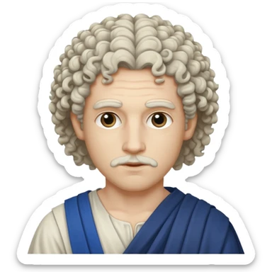 Emoji philosophe grec antique avec tout ce qui sont suivis donc les cheveux bouclés et tout ça quoi les cheveux blancs sticker