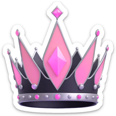 futuristic tech crown with glowing pastel pink elements and silver accents sticker