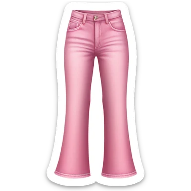 Realistic long Wide leg high waisted pink printed jeans, isolated sticker
