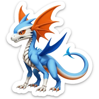 Skeletal Koraidon-Veemon-Digimon-Latias-Peppercat-Pokémon-Flamedramon-fusion-creature, Full body  sticker