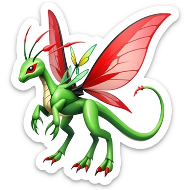  Cool Edgy Shiny Futuristic Ethereal Legendary Kartana-Digimon-Schyther-Flygon-hybrid full body with butterfly wings on back sticker