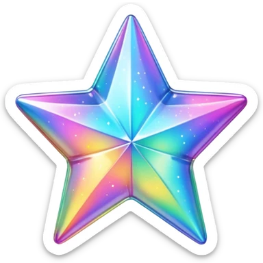 vibrant holographic rainbow y2k aesthetic glass star sticker
