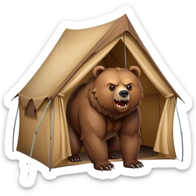 simple Grizzly Bear growling at a tent sticker