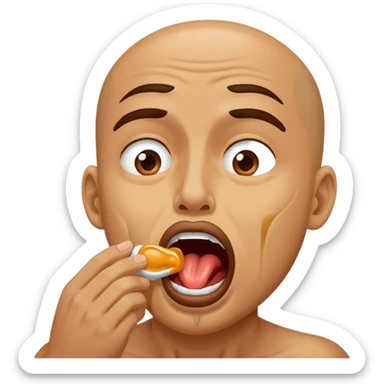 a man swallowing saliva out of fear sticker