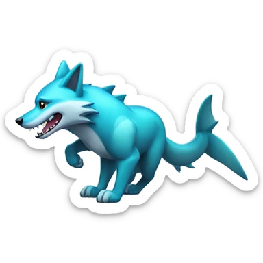 Shiny Colorful Wolf with a shark tail Full Body sticker